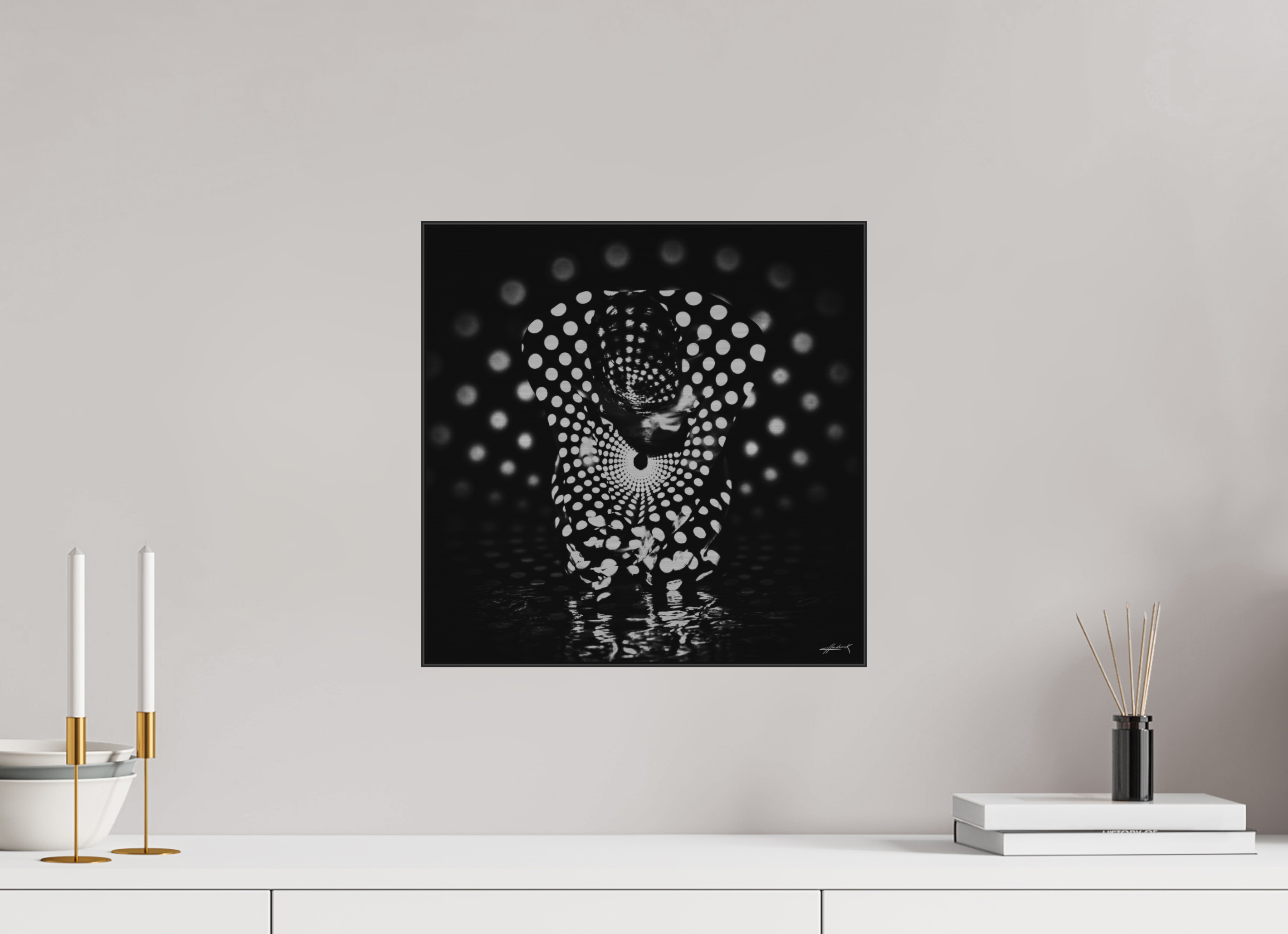 15 x 15″, 0.39" Black Alum ArtBox Frame on Silver Brush Aluminum 2.1 Double Exposure