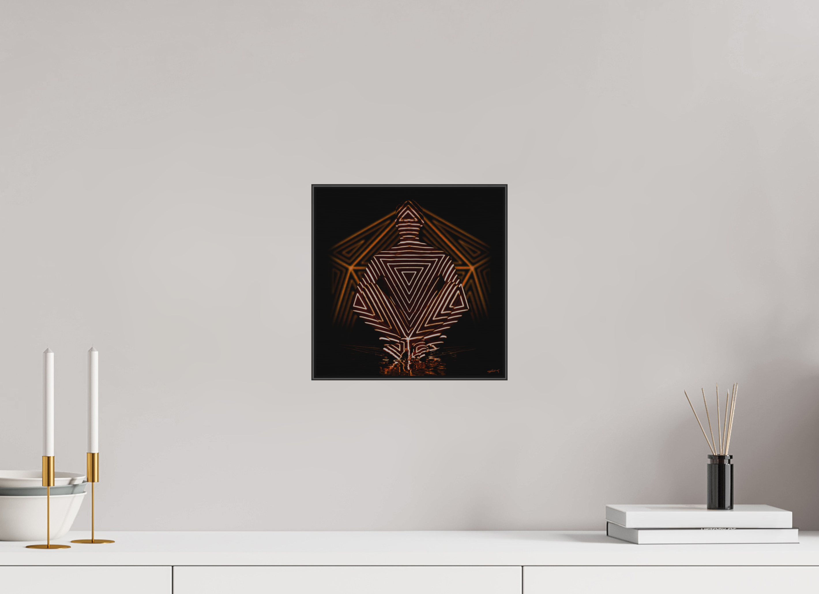 10 x 10″, 1" Black Alum ArtBox Frame on Silver Brush Aluminum 2.4 Double Exposure Photograph