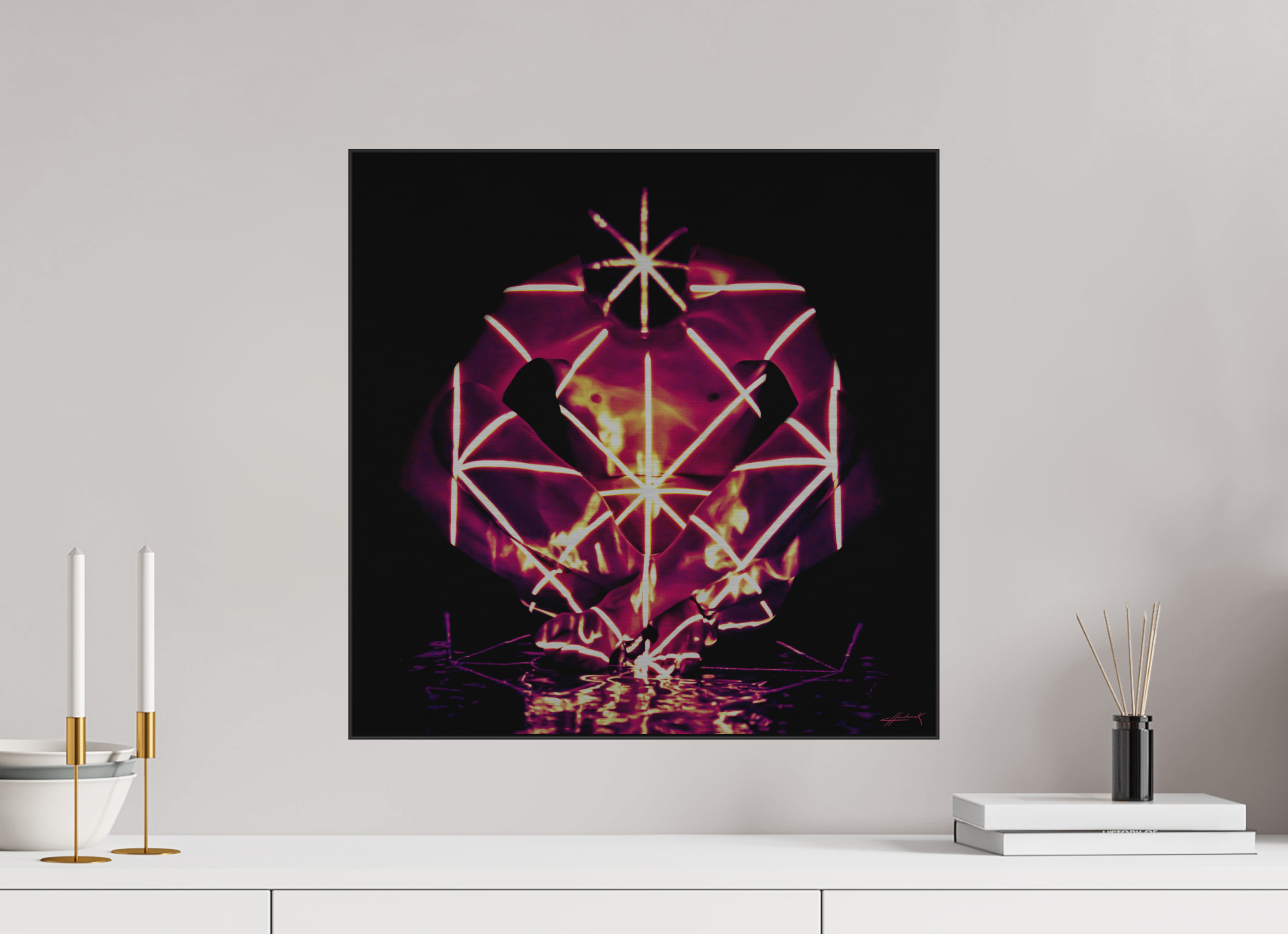 20 x 20″, 0.39" Black Alum ArtBox Frame on Silver Brush Aluminum 2.2 Double Exposure