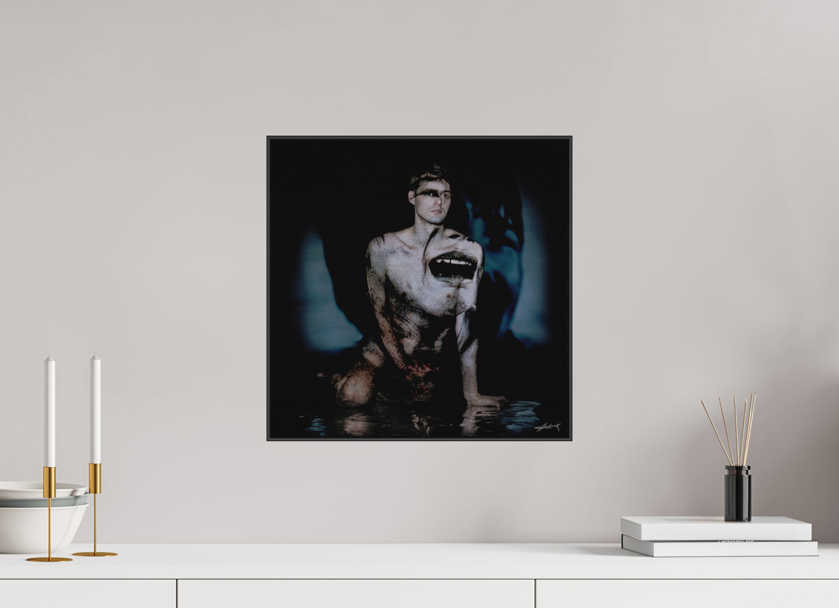 15 x 15″, 2" Black Alum ArtBox Frame on Silver Brush Aluminum 2.11 Double Exposure Photograph (Limited Edition)