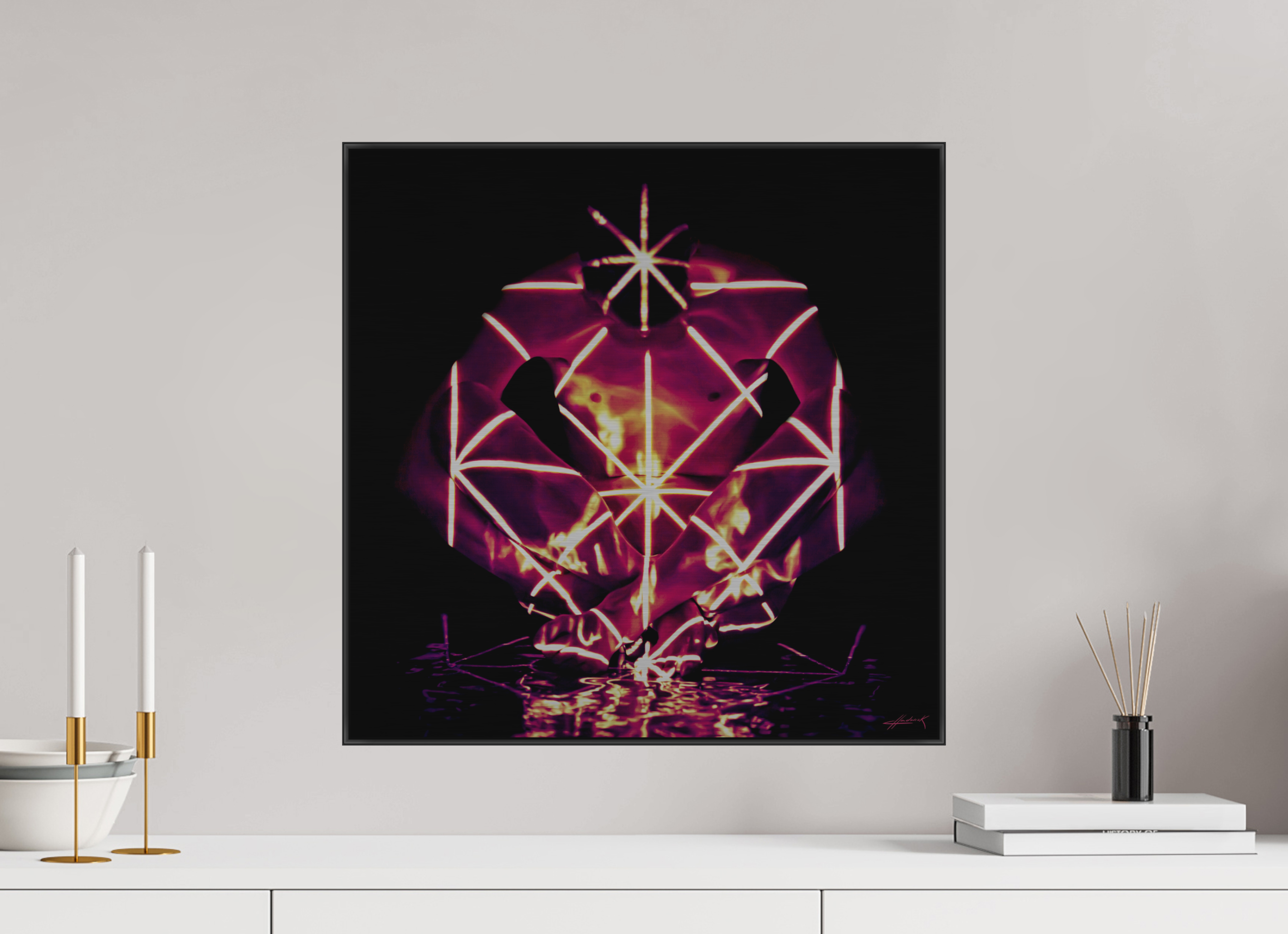 20 x 20″, 1" Black Alum ArtBox Frame on Silver Brush Aluminum 2.2 Double Exposure