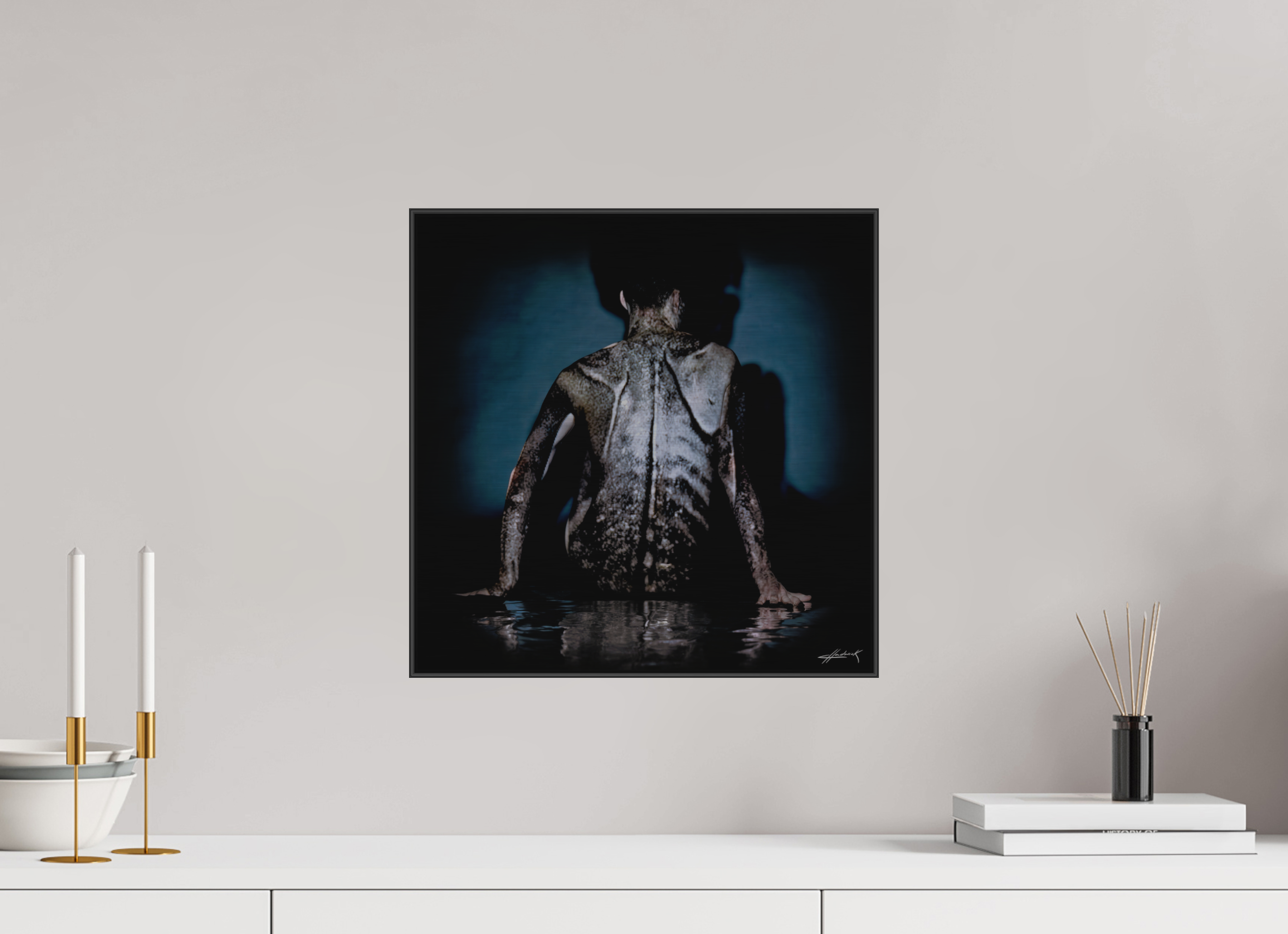 15 x 15″, 2" Black Alum ArtBox Frame on Silver Brush Aluminum 2.10 Double Exposure Photograph (Limited Edition)