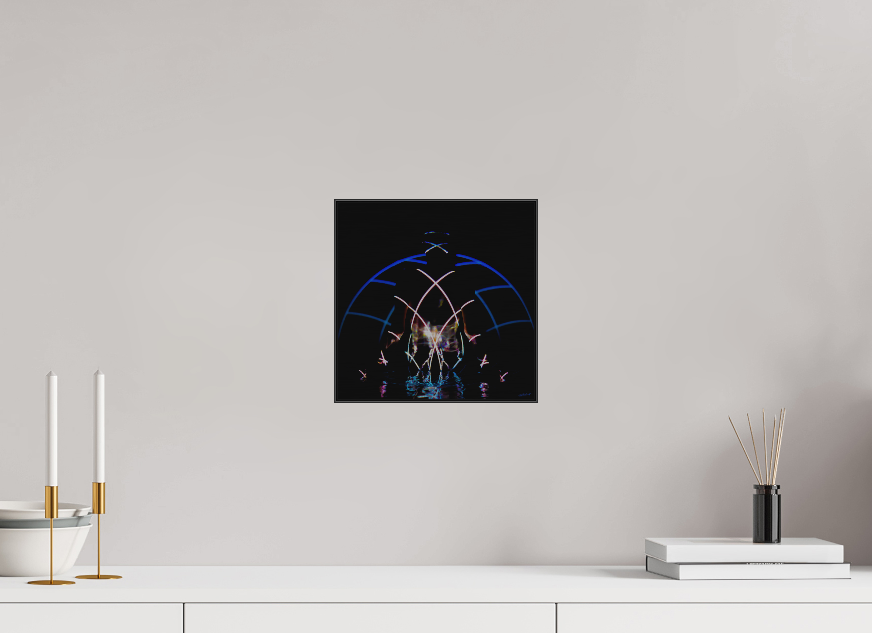 10 x 10″, 0.39" Black Alum ArtBox Frame on Silver Brush Aluminum 2.3 Double Exposure Photograph copy