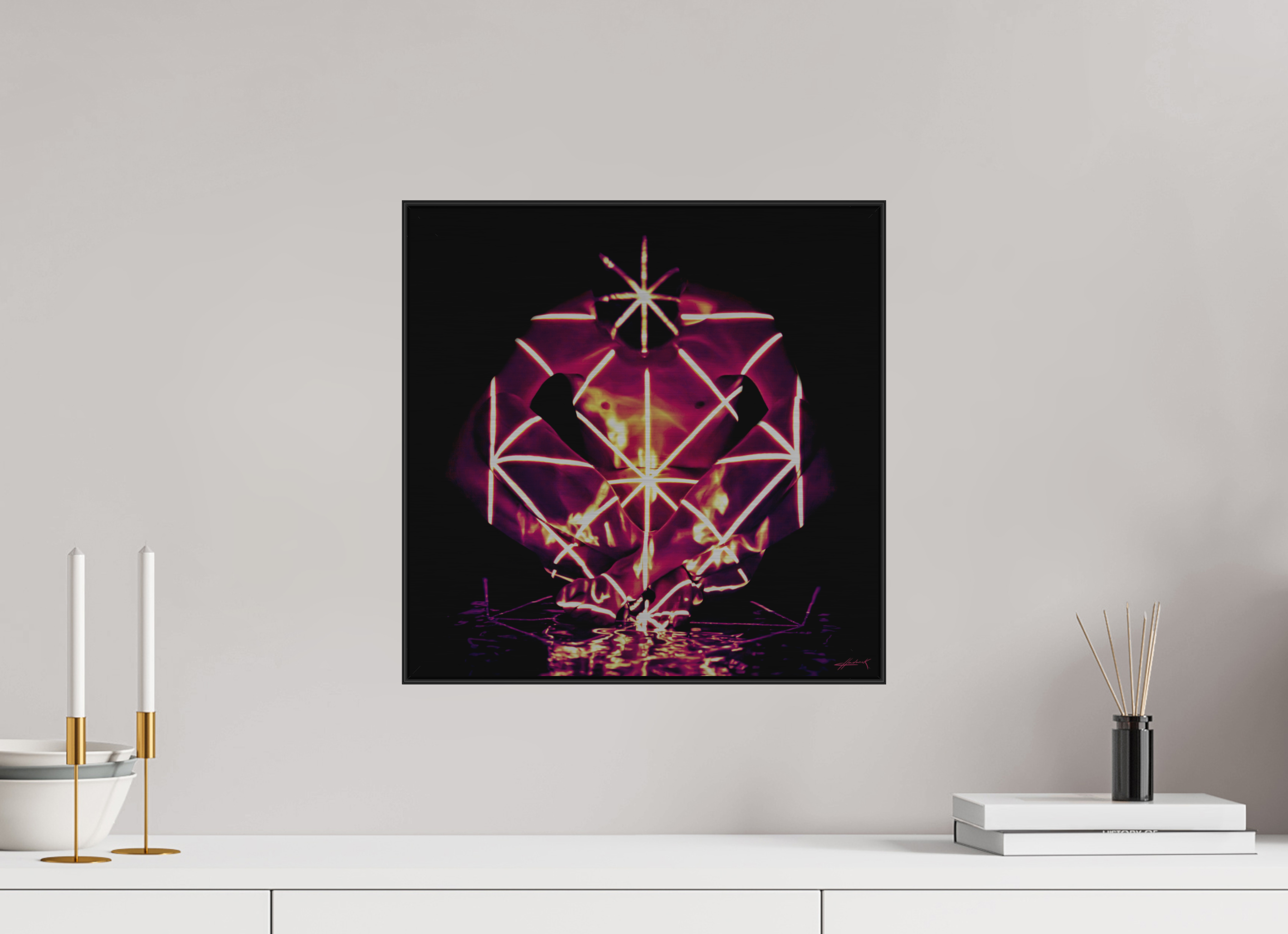 15 x 15″, 3" Black Alum ArtBox Frame on Silver Brush Aluminum 2.2 Double Exposure