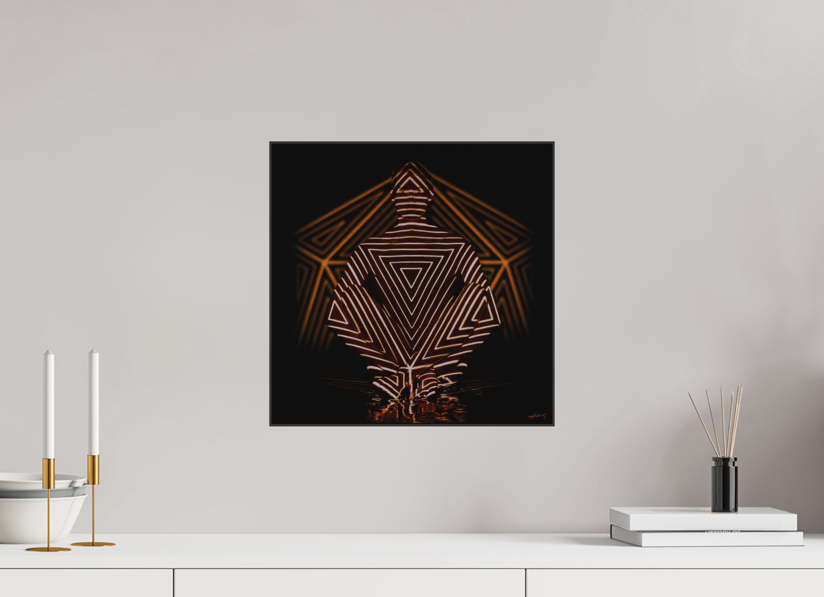 15 x 15″, 0.39" Black Alum ArtBox Frame on Silver Brush Aluminum 2.4 Double Exposure Photograph