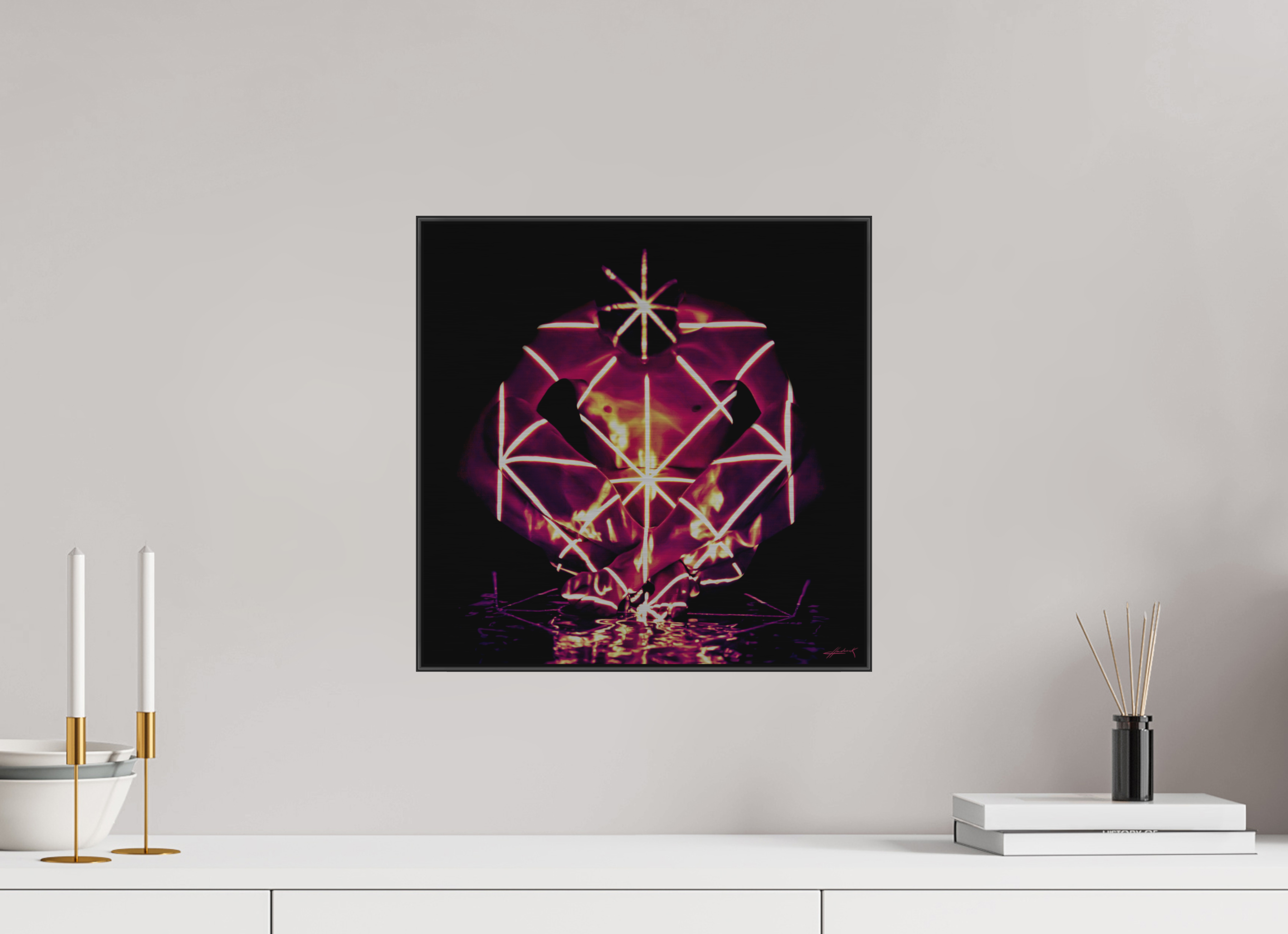 15 x 15″, 1" Black Alum ArtBox Frame on Silver Brush Aluminum 2.2 Double Exposure