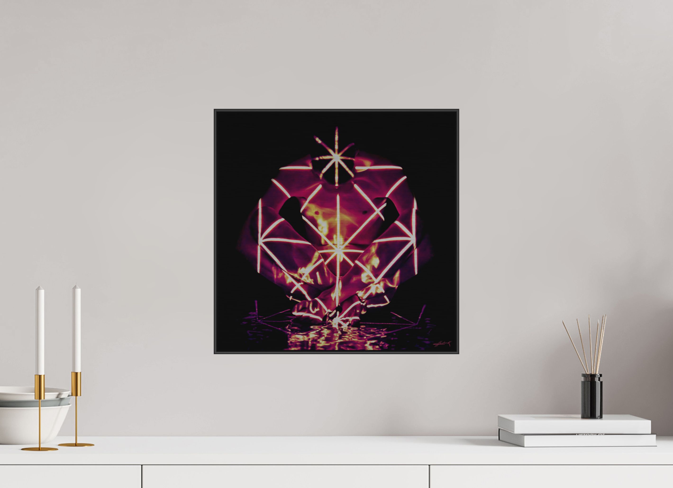 15 x 15″, 2" Black Alum ArtBox Frame on Silver Brush Aluminum 2.2 Double Exposure