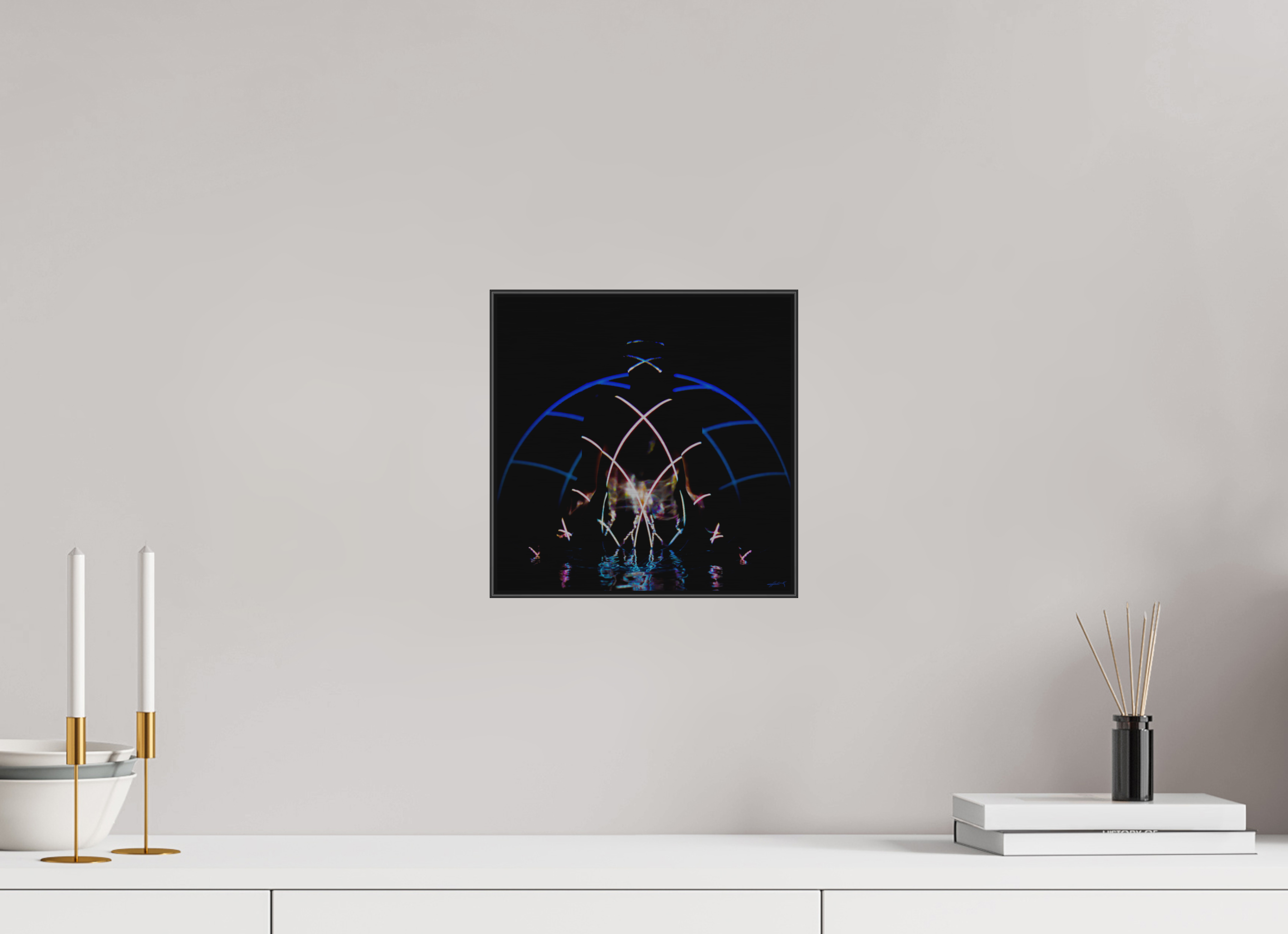 10 x 10″, 1" Black Alum ArtBox Frame on Silver Brush Aluminum 2.3 Double Exposure Photograph copy