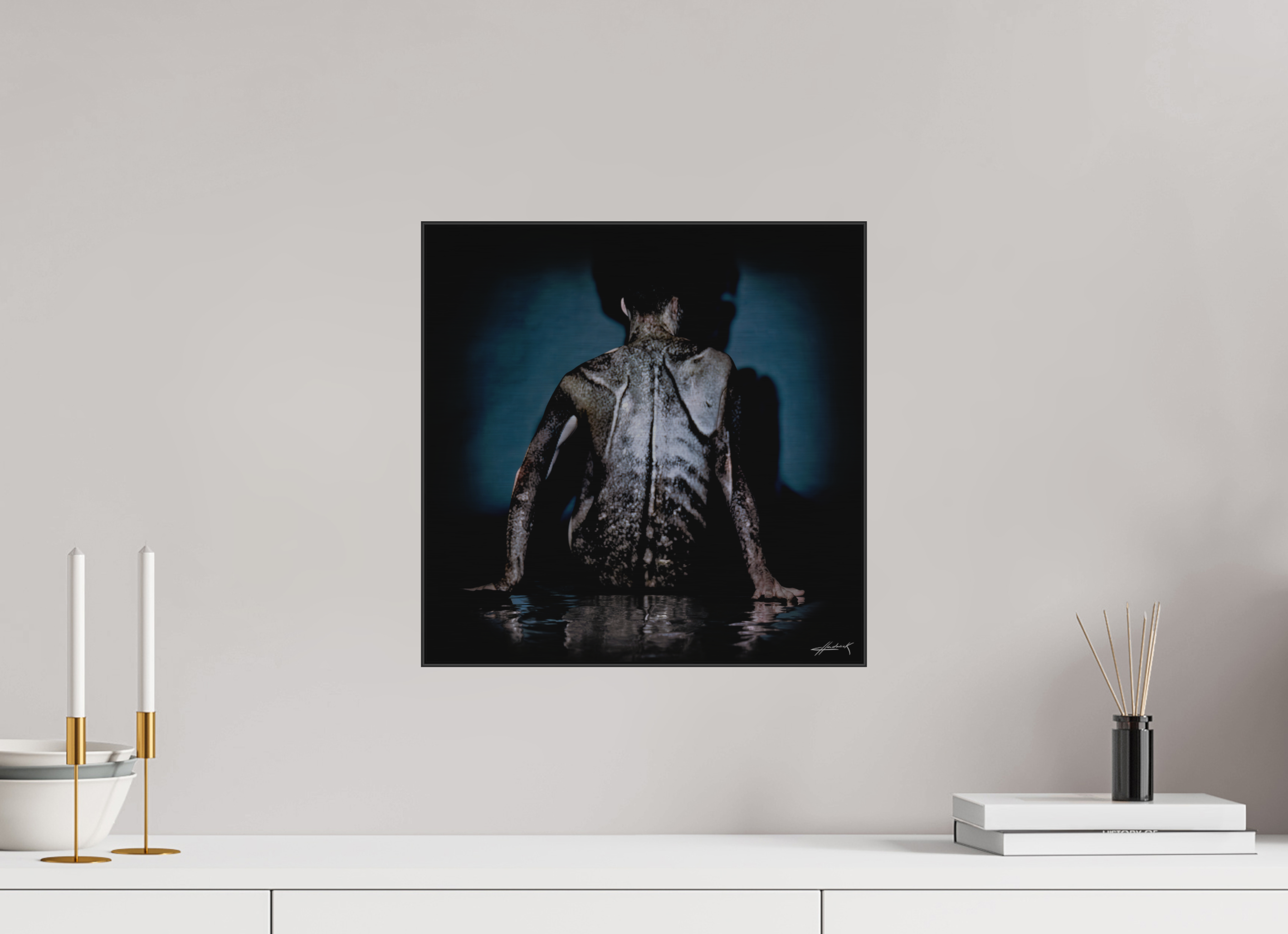 15 x 15″, 0.39" Black Alum ArtBox Frame on Silver Brush Aluminum 2.10 Double Exposure Photograph (Limited Edition)