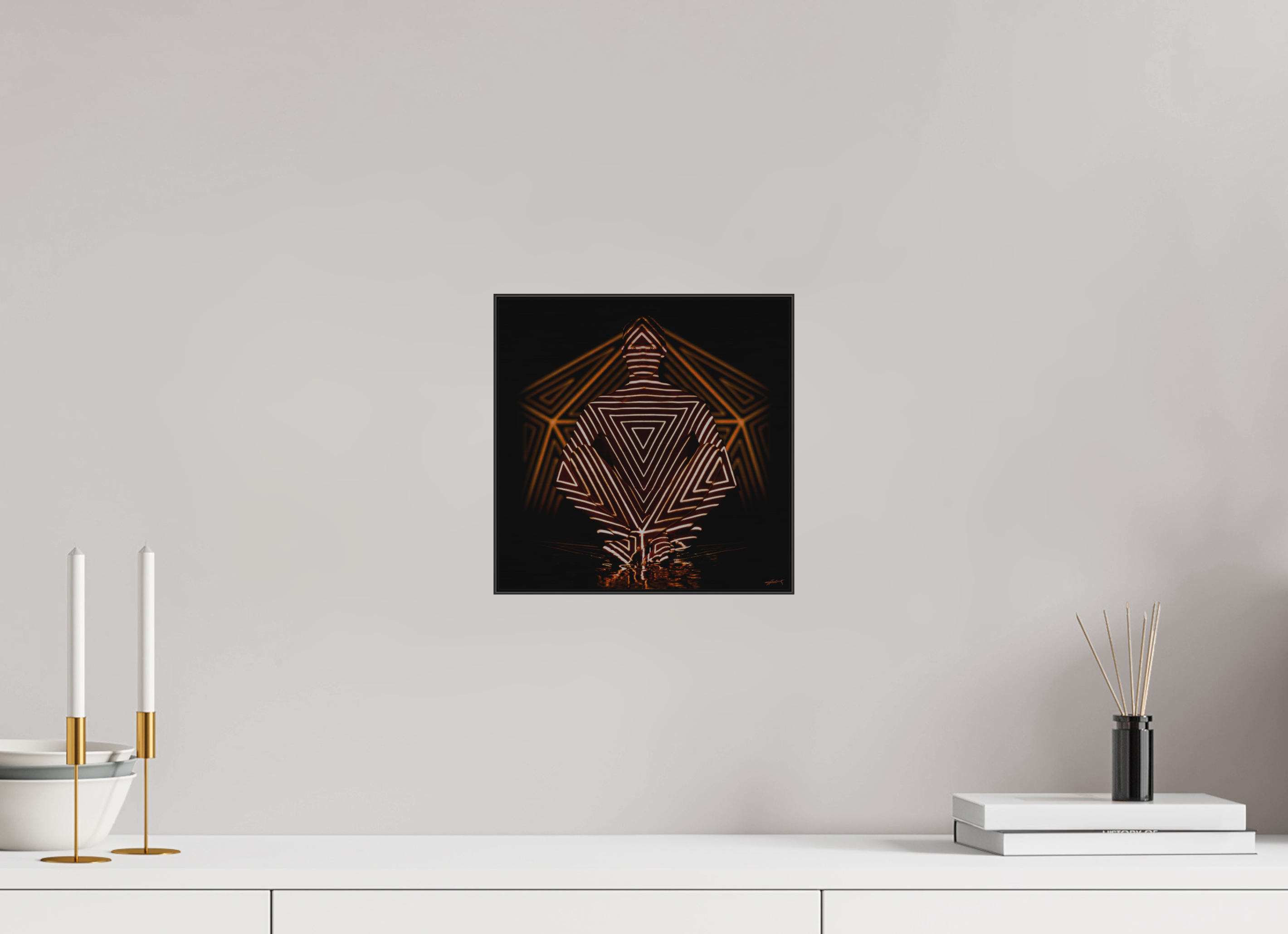 10 x 10″, 0.39" Black Alum ArtBox Frame on Silver Brush Aluminum 2.4 Double Exposure Photograph